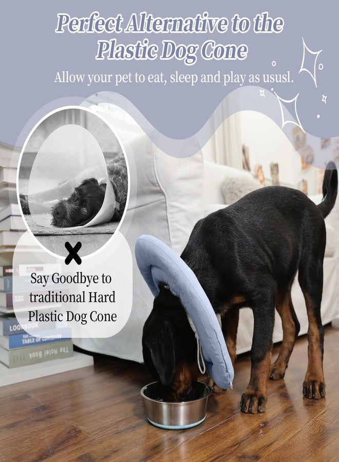 IDOMIK Dog Recovery Collar, Waterproof Soft Dog Cone After Surgery, Comfy Protective Elizabethan Collar Alternative for Dogs Cats, Adjustable Pet Neck Donut Cone Anti-Licking Biting Wounds,Blue,M - Image 4